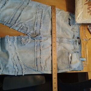 Light Blue Distressed Denim Shorts